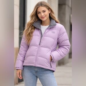The North Face 550 Lavender and Gray Women's Puffer Jacket